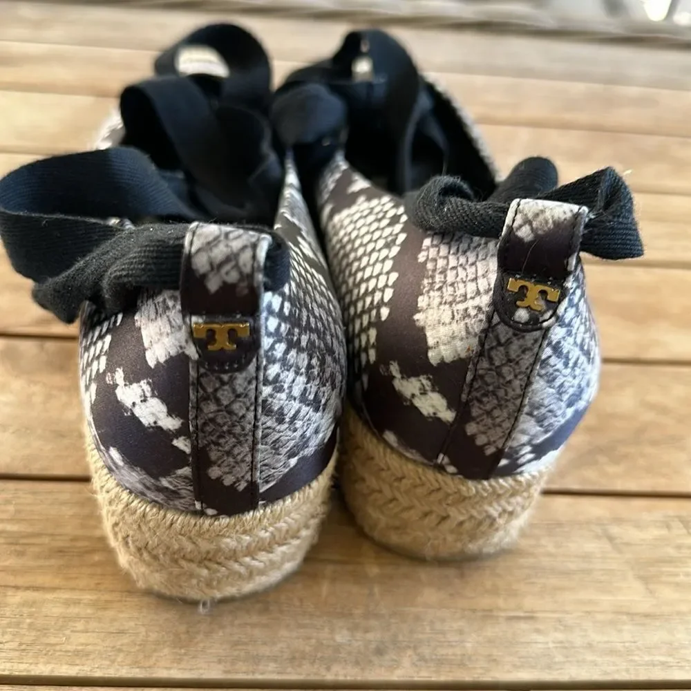 Tory Burch Snakeprint Espadrilles Wedges Women’s Shoes 9